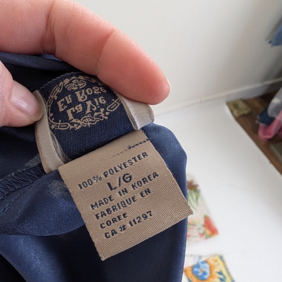 90s Navy Maxi Satin Slip Cowl Neckline Spaghetti Straps Floor Length Open Back - Picture 7 of 14